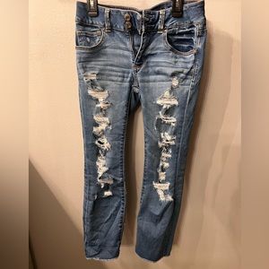 American Eagle Cropped Ripped Jeans